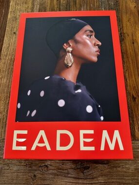 EADEM Fashion Poster — Black & Red with Gold Accents empty box